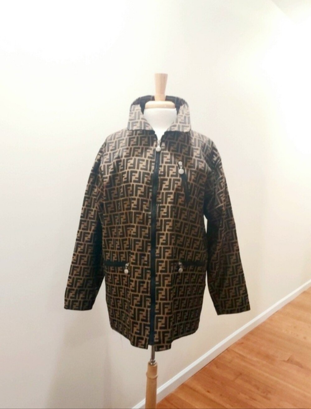 Fendi Reversable Brown & Black Monogram Trench Coat